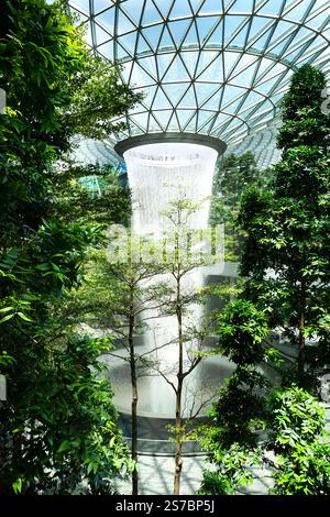 Das Waldtal und der Wasserfall im Jewel, Changi Airport, Singapur, Asien Stockfoto