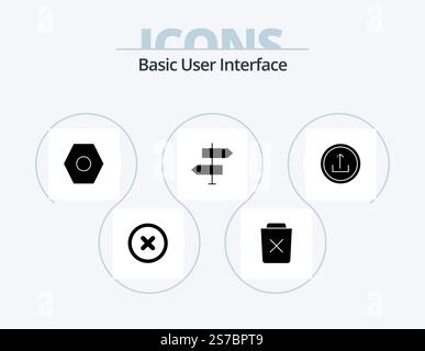 Einfaches Glyph Icon Pack 5 Icon Design. Einfach. Zeichen. Einfach. Richtung. Pfeile Stock Vektor