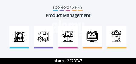 Product Management Line 5 Icon Pack einschließlich Kampagne. Marketing. Posteingang. Digital. Mitarbeiter. Kreatives Symboldesign Stock Vektor