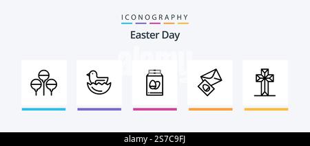 Ostern Line 5 Icon Pack inklusive ostern. Ei, Blume. ostern. Feld. Kreatives Symboldesign Stock Vektor