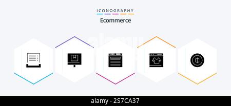 E-Commerce 25 Glyph-Icon-Paket inklusive Shop. Kredit. Online. Karte. suchen Stock Vektor