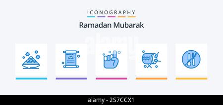 Ramadan Blue 5 Icon Pack inklusive Ankündigung. baraban. ramadan. Trommel. Eins. Kreatives Symboldesign Stock Vektor