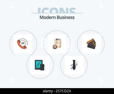 Modernes Business Line Filled Icon Pack 5 Icon Design. Konversation. Chatten. Verbindung. Verkauf. Geschäftlich Stock Vektor