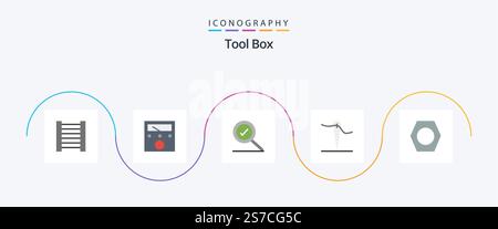 Tools Flat 5 Icon Pack Mit . Nadel. Werkzeuge Stock Vektor