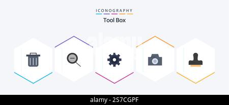 Tools 25 Flat Symbolpaket mit . Stempel. Stock Vektor
