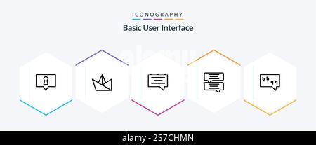 Basic 25 Line Symbolpaket mit . Nachricht. Stock Vektor