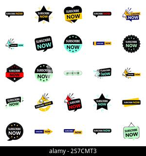 25 hochwertige Grafikelemente für Marketingmaterialien zum Abonnieren Stock Vektor