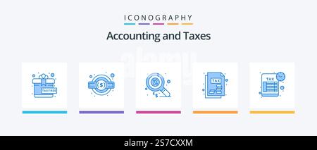 Tax Blue 5 Icon Pack inklusive Steuer. Erinnerung. Finanzen. Einkommensteuererklärung. Kreatives Symboldesign Stock Vektor