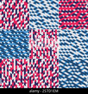 Ein Hintergrund geometrischer Formen in einem farbenfrohen Mosaikmuster. Einschließlich Dreiecken. Stock Vektor