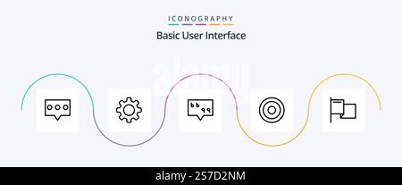 Basic Line 5 Symbolpaket Mit . Flagge. Nachricht. Land. Linie Stock Vektor