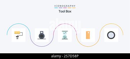 Tools Flat 5 Icon Pack Mit . Werkzeuge. Stock Vektor