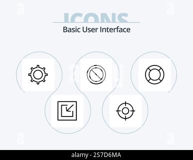 Basic Line Icon Pack 5 Icon Design. Entfernen. Behälter. Schnittstelle. Einfach. Abgebrochen Stock Vektor
