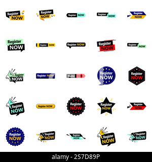 Registrieren Sie sich jetzt für 25 hochwertige typografische Banner Stock Vektor