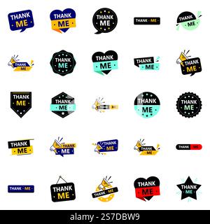 25 professionelle Dankesbanner, um Dankbarkeit zu zeigen Stock Vektor