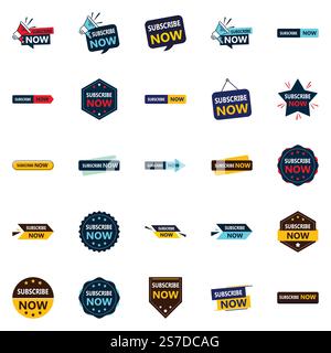 Abonnieren Sie jetzt 25 Vector Banner für hochwertiges Marketingmaterial Stock Vektor