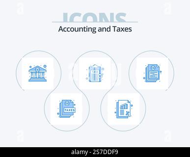Tax Blue Icon Pack 5 Icon Design. Einnahmen. Geld. Kurs. Finanzen. Regierung Stock Vektor