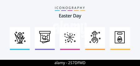 Ostern Line 5 Icon Pack inklusive ostern. ostern. Frühling. Feiertage. ostern. Kreatives Symboldesign Stock Vektor