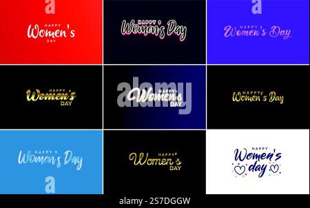 Pink Happy Women&rsquo;s Day typografische Designelemente für Grußkarten Stock Vektor