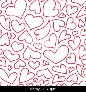 Niedliches Herzmuster. Nahtloser Vektor-Hintergrund. Die Abbildung zeigt Herzformen als Symbol der Liebe und der Feier zum Valentinstag am 14. Februar. Romant Stock Vektor