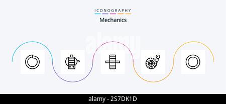 Mechanics Line 5 Icon Pack Mit . Druck. Ring Stock Vektor