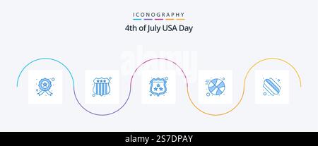 Usa Blue 5 Icon Pack Mit . Ein Hotdog. Sicherheit. amerikaner. Kugel Stock Vektor
