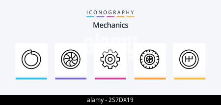 Mechanics Line 5 Icon Pack Mit . Seite... Kreatives Symboldesign Stock Vektor