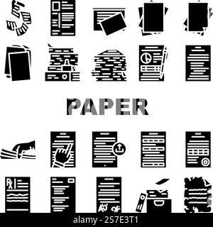 Papier weiß gerissene leere Symbole setzen Vektor. Blattseite, Grunge-Banner, Ripped Shadow, Rip Note, abstrakte Pappe, Schilderabbildungen in Meldungspapier weiß gerissen, leere Glyphen. Papier weiß gerissene leere Symbole setzen Vektor Stock Vektor