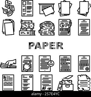 Papier weiß gerissene leere Symbole setzen Vektor. Blattseite, Grunge-Banner, Ripped Shadow, Rip Note, abstrakte Pappe, Nachrichtenpapier weiß gerissen leere schwarze Konturabbildungen. Papier weiß gerissene leere Symbole setzen Vektor Stock Vektor