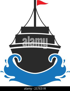 Kreuzfahrtschiff Logo Symbol Vorlage Vektor flach Design Stock Vektor