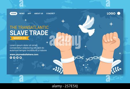Erinnerung an die Opfer von Sklaverei und Sklavenhandel Landing Page Cartoon Handgezeichnete Vorlagen Illustration Stock Vektor