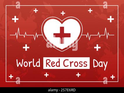 Welttag des Roten Kreuzes am 8. Mai Illustration zur medizinischen Gesundheit und Bereitstellung von Blut in der Hand gezeichnet für Web-Banner oder Landing-Page-Vorlagen Stock Vektor