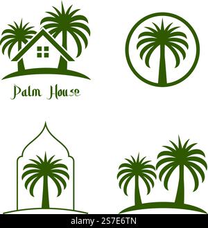 Daten Baum Palme Logo Vektor Illustration flache Design Stock Vektor