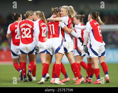 London, Großbritannien. Januar 2025. Leah Williamson von Arsenal feiert das Eröffnungstor beim Barclays FA Women's Super League Spiel zwischen Arsenal und Crystal Palace im Emirates Stadium, London am Sonntag, den 19. Januar 2025. (Foto: Jade Cahalan | MI News) Credit: MI News & Sport /Alamy Live News Stockfoto