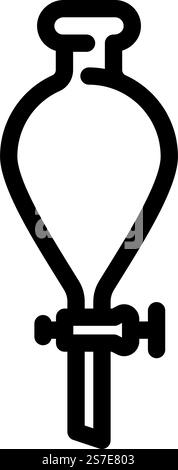 Trenntrichter chemische Glaswaren Laborlinie Symbol Vektor. Laborschild für chemische Glaswaren im Trenntrichter. Schwarze Abbildung des isolierten Kontursymbols. Trenntrichter chemische Glaswaren Laborlinie Symbol Vektor Illustration Stock Vektor