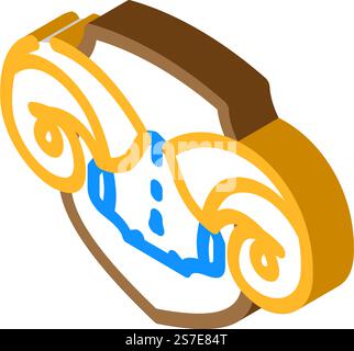 Schädel Widder Horn Tier isometrische Icon Vektor. Schädelbock Horn Tierzeichen. Isolierte Symboldarstellung. Schädel Widder Horn Tier isometrische Icon Vektor Illustration Stock Vektor