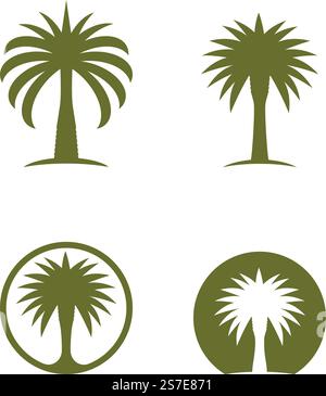 Daten Baum Palme Logo Vektor Illustration flache Design Stock Vektor