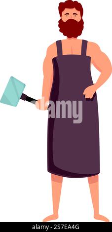 Hephaistos Icon Cartoon Vektor. Griechischer Gott. Alte Ares. Hephaistos Icon Cartoon Vektor. Griechischer Gott Stock Vektor