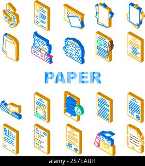 Papier weiß gerissene leere Symbole setzen Vektor. Blattseite, Grunge-Banner, Ripped Shadow, Rip Note, abstrakte Pappe, Schilderabbildungen in weißem, gerissenem, leeren Isometrien. Papier weiß gerissene leere Symbole setzen Vektor Stock Vektor