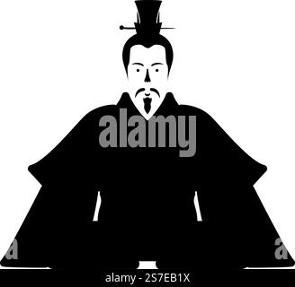 Kaiser Japan China Silhouette chinesischer Adel japanischer alter Charakter Avatar imperialer Herrscher Icon schwarze Farbe Vektor Illustration Bild flach Stil einfach. Kaiser Japan China Silhouette chinesischer Adel japanischer alter Charakter Avatar imperialer Herrscher Icon schwarze Farbe Vektor Illustration Bild flach Stil Stock Vektor