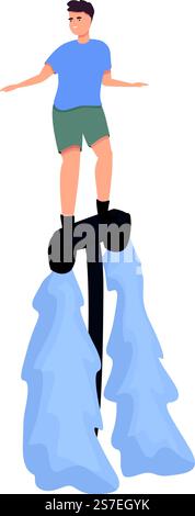 Blaues Flyboard Symbol Cartoon Vektor. Sommersport. Action-Abenteuer. Blaues Flyboard Symbol Cartoon Vektor. Sommersport Stock Vektor