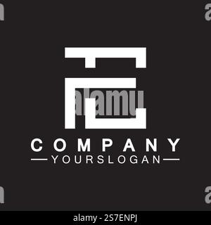 Buchstabenmonogramm-Logo CF, FC, C und F, elegantes und professionelles weißes Buchstabendesign auf schwarzem Hintergrund. Stock Vektor