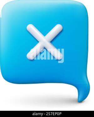 Ballon 3D mit Ablehnungszeichen. Symbol für Sprechblase für Nachrichten, Sprech-Chat oder Benachrichtigung. Nicht akzeptiertes Vektorelement für Bankgeschäfte, Zahlungen oder Konversationen der Illustration der 3D-Blasenbotschaft. Ballon 3D mit Ablehnungszeichen. Symbol für Sprechblase für Nachrichten, Sprech-Chat oder Benachrichtigung. Nicht akzeptiertes Vektorelement für Banking, Zahlung oder Unterhaltung Stock Vektor