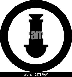 Siphon Sanitär-Armaturen Kanalablauf unter Waschbecken Kanalsymbol im Kreis rund schwarz Farbe Vektor Illustration Bild Solid Umriss Stil einfach. Siphon Sanitär-Armaturen Kanalablauf unter Waschbecken Kanalsymbol im Kreis Runde schwarze Farbe Vektor Illustration Bild solide Umrissstil Stock Vektor