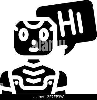 Assistent Chat Bot Glyph Symbol Vektor. Assistent-Chat-Bot-Zeichen. Isolierte Symboldarstellung. Assistent Chat Bot Glyph Symbol Vektor Illustration Stock Vektor