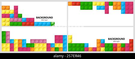 Buntes Bannerset für Konstrukteure. Abstrakte Kinder spielen Hintergrund, Geschäftspräsentationsvorlagen Vektorsammlung der Farbe Bau Block Illustration. Buntes Bannerset für Konstrukteure. Abstrakte Kinder spielen Hintergrund, Business Präsentations Vorlagen Vektorsammlung Stock Vektor