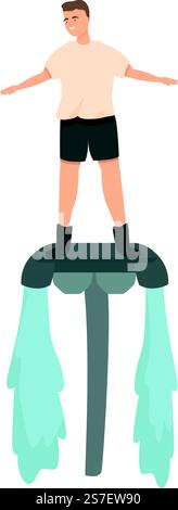 Wasser Flyboard Symbol Zeichentrickvektor. Sommersport. Extremer Strand. Wasser Flyboard Symbol Zeichentrickvektor. Sommersport Stock Vektor