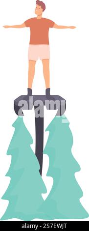 Meer Flyboard Symbol Cartoon Vektor. Sommerurlaub. Extremer Mensch. Meer Flyboard Symbol Cartoon Vektor. Sommerurlaub Stock Vektor