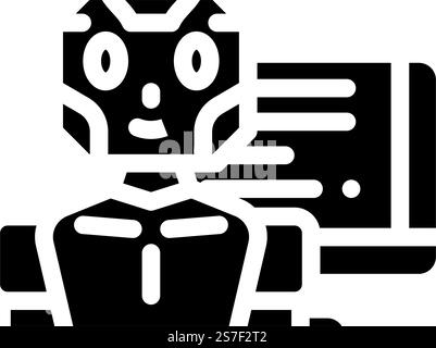 Roboter-Chat-Bot-Glyph-Symbolvektor. Roboter-Chat-Bot-Zeichen. Isolierte Symboldarstellung. Roboter-Chat-Bot-Glyph-Symbol-Vektor-Illustration Stock Vektor