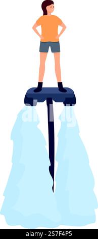 Abenteuer Flyboard Symbol Cartoon Vektor. Meerwasser. Action-Reisen. Abenteuer Flyboard Symbol Cartoon Vektor. Meerwasser Stock Vektor