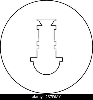 Siphon Sanitär-Armaturen Kanalablauf unter Waschbecken Kanalsymbol im Kreis rund schwarz Farbe Vektor Illustration Bild Umriss Kontur Linie dünne Art einfach. Siphon Sanitär-Armaturen Kanalablauf unter Waschbecken Kanalsymbol im Kreis Runde schwarze Farbe Vektor Illustration Bild Umriss Kontur Linie dünne Stil Stock Vektor